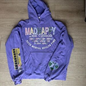 Madhappy Purple Mental Health Awareness School Sweatshirt Hoodie Sz M Unisex